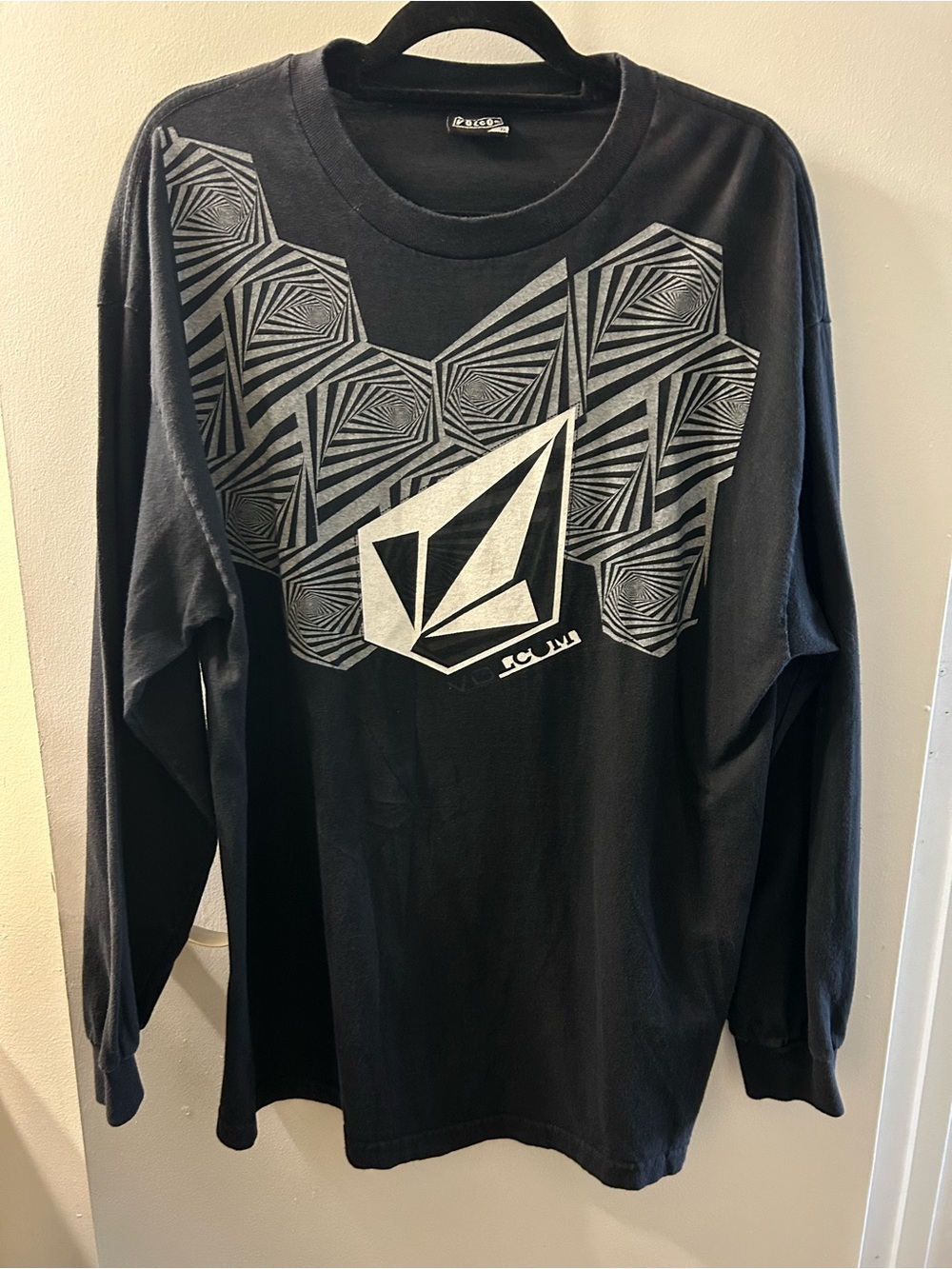 Volcom Black Long-Sleeve Tee with Silver Geometric Logo